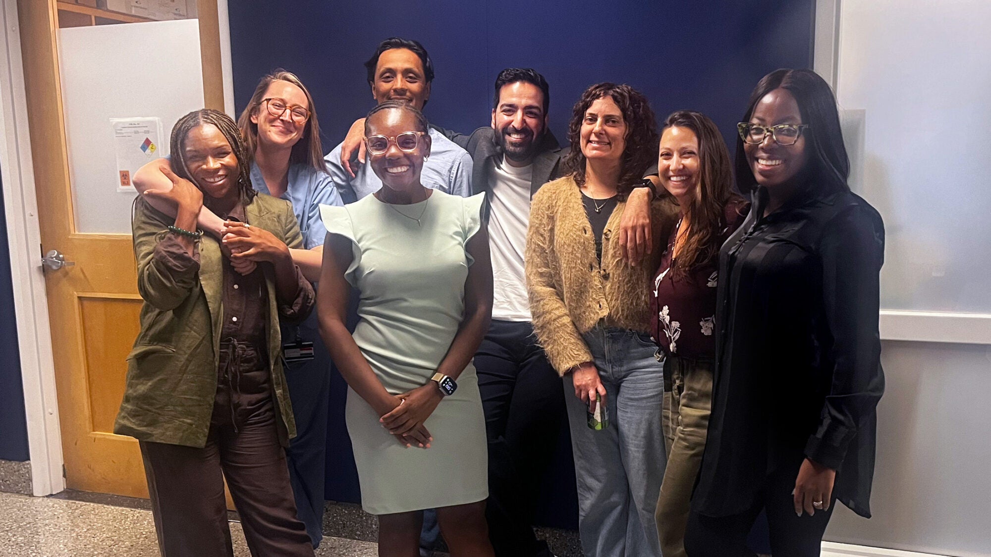 DrPH students pose for a photo after a class session.